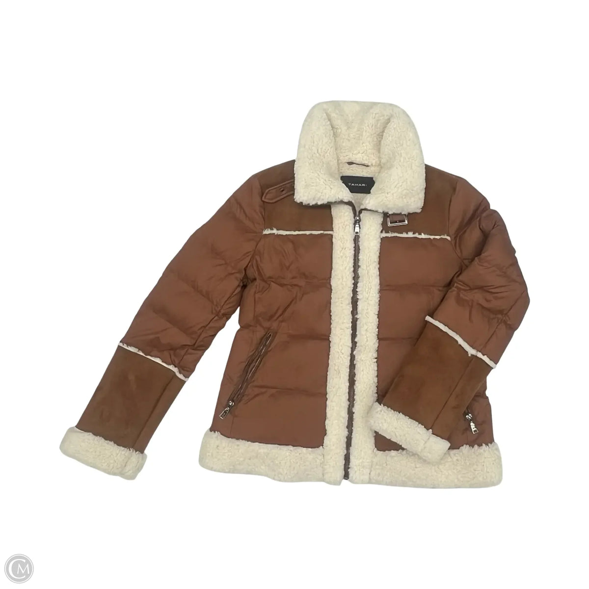 Jacket Puffer & Quilted By Tahari In Bronze, Size: L
