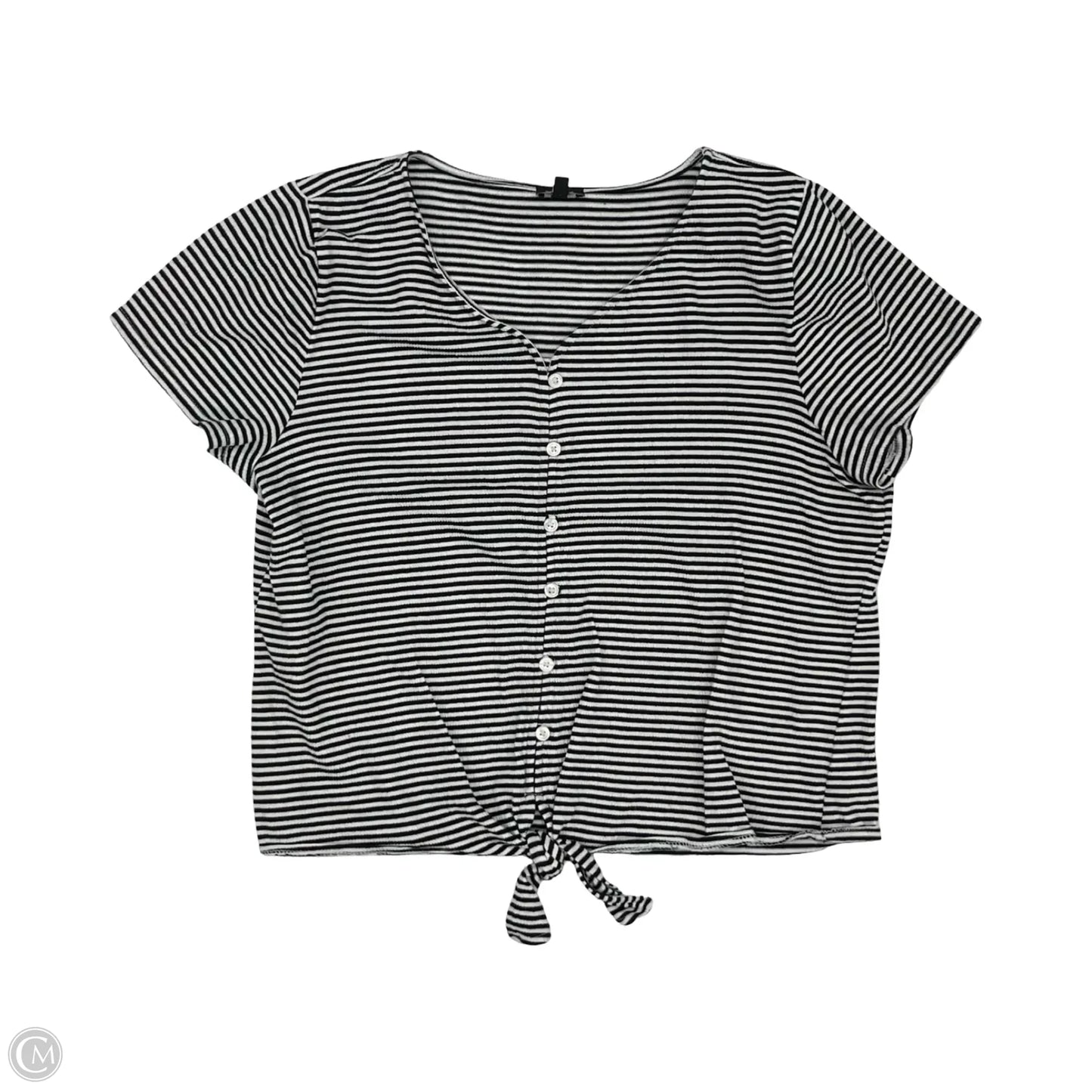 Top Short Sleeve By Talbots In Black & White, Size: L