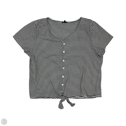 Top Short Sleeve By Talbots In Black & White, Size: L