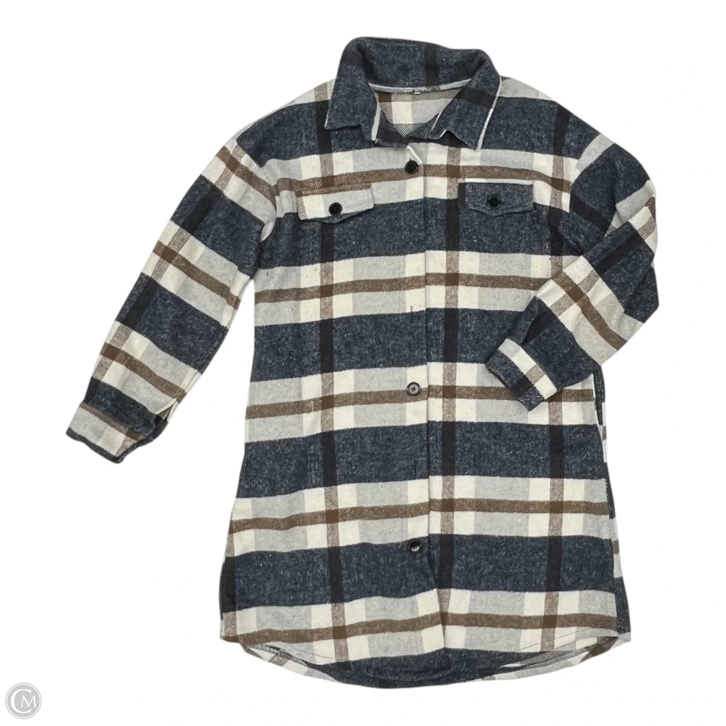 Jacket Shirt By Cme In Blue & White, Size: Xl