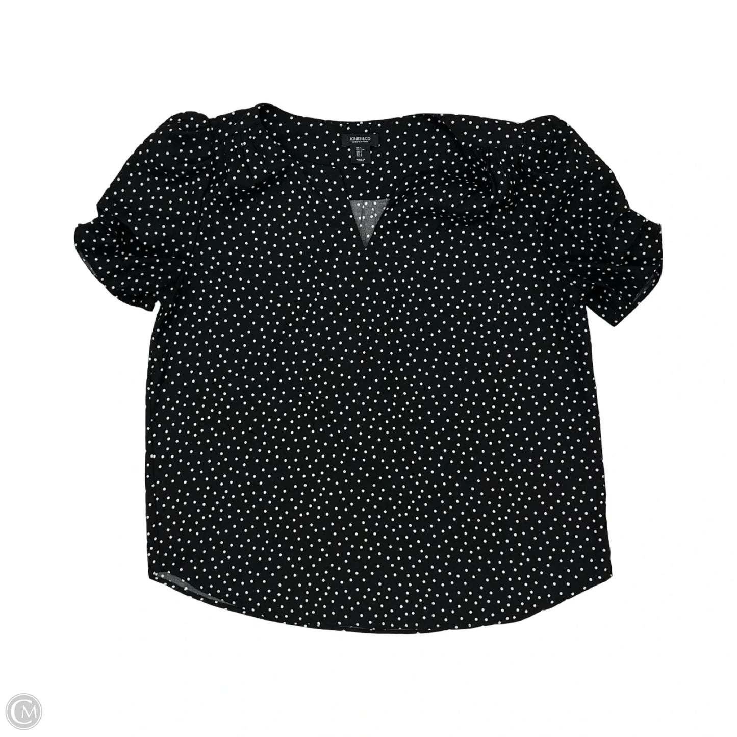 Blouse Short Sleeve By Jones And Co In Black & White, Size: L