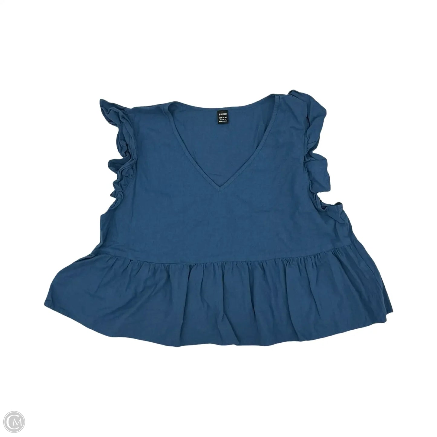 Blouse Short Sleeve By Shein In Blue, Size: L