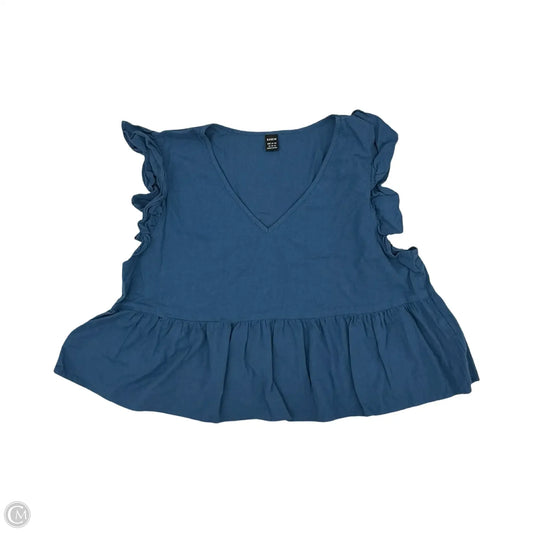 Blouse Short Sleeve By Shein In Blue, Size: L