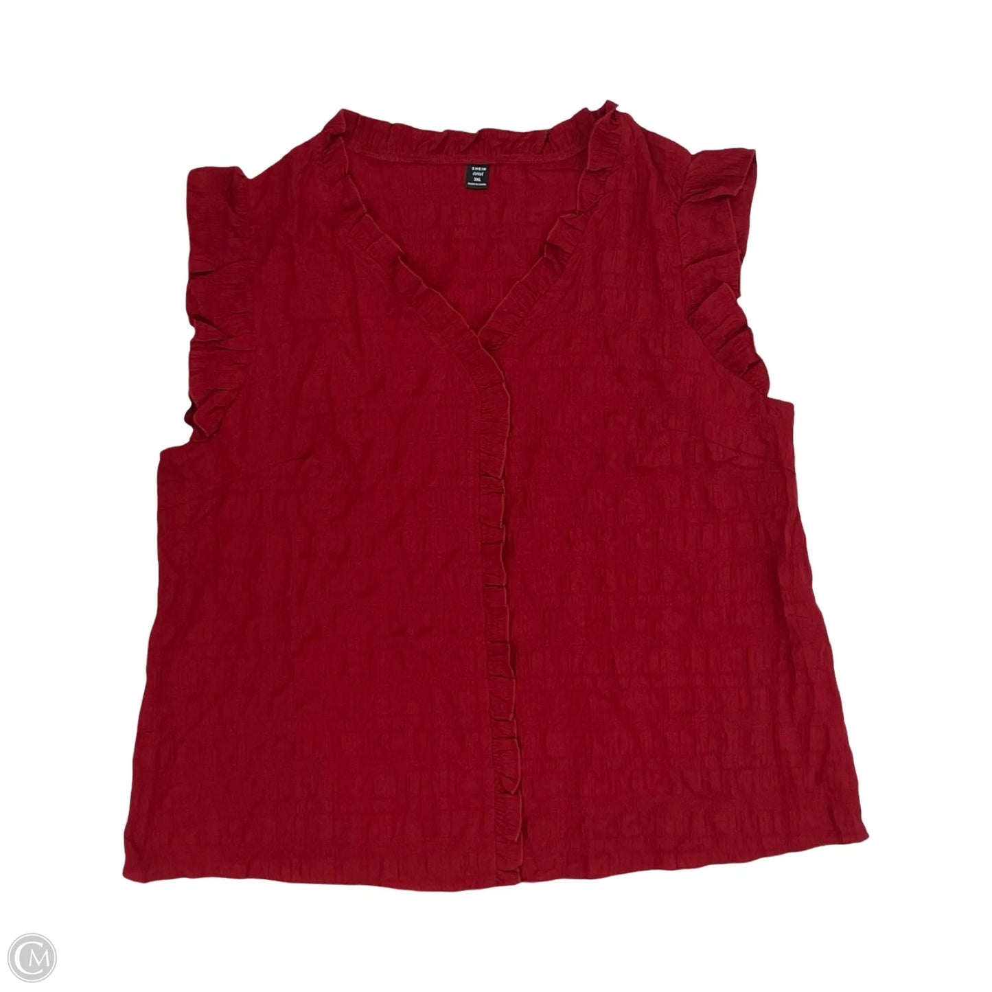 Blouse Short Sleeve By Shein In Red, Size: 3x