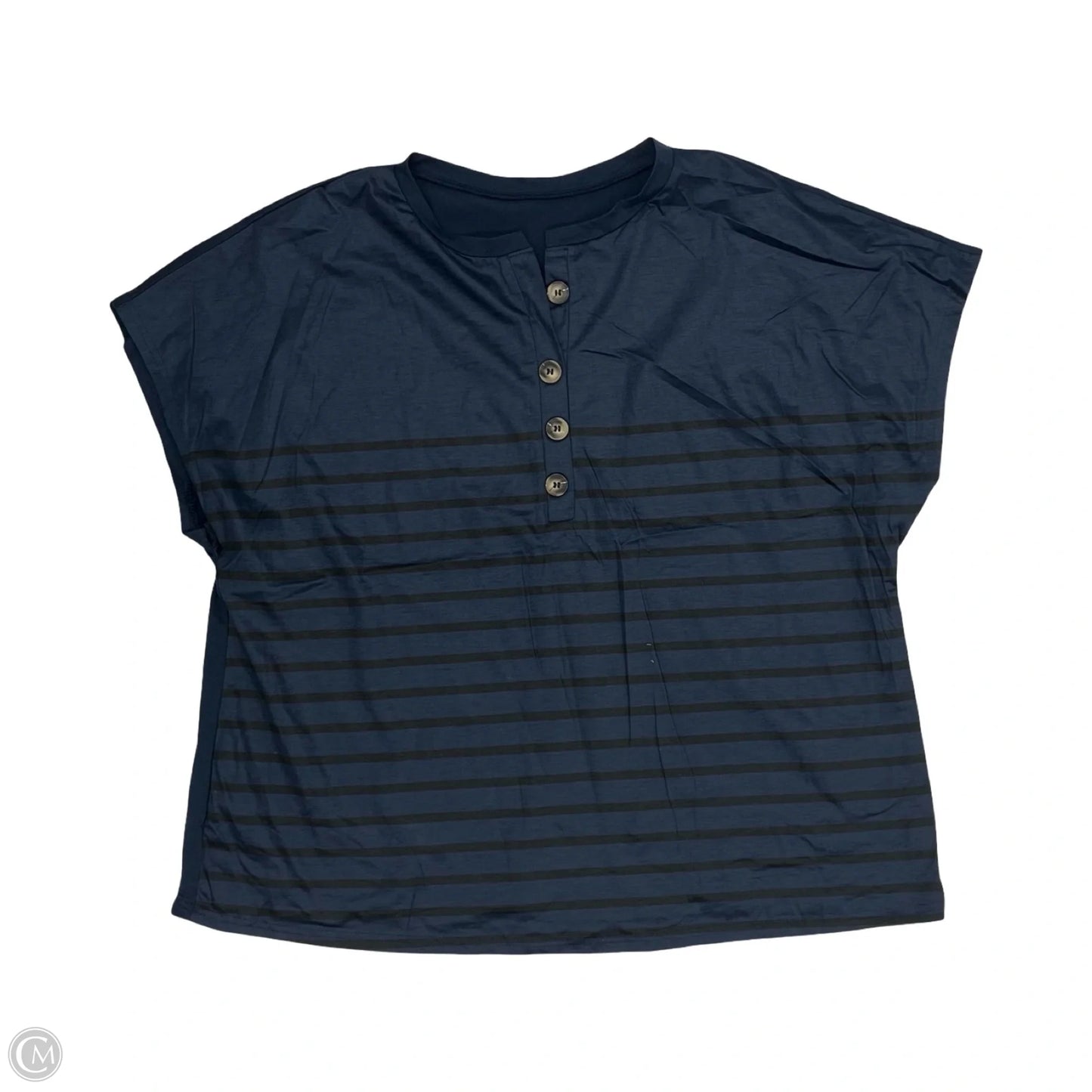 Top Short Sleeve By Cme In Black & Blue, Size: 3x