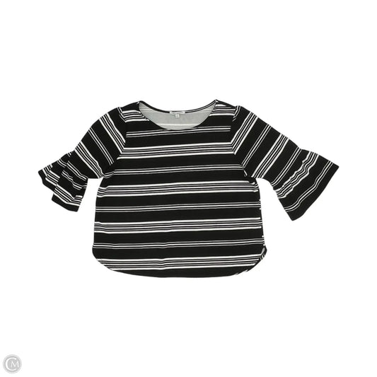 Blouse Short Sleeve By Green Envelope In Black & White, Size: 3x