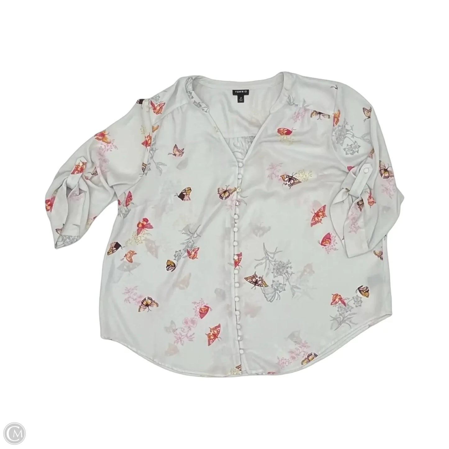 Blouse 3/4 Sleeve By Torrid In White, Size: 2x