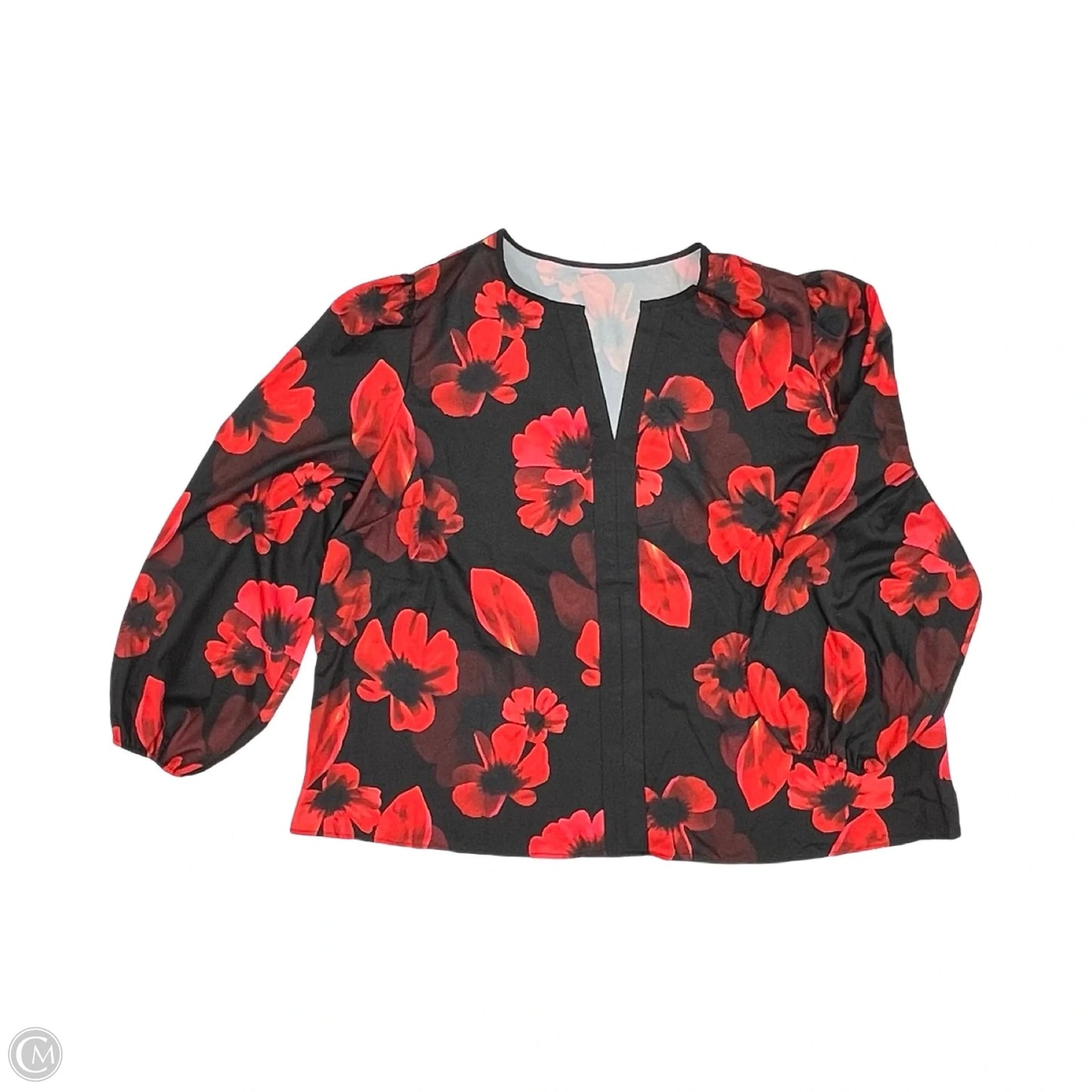 Blouse Long Sleeve By Shein In Black & Red, Size: 4x