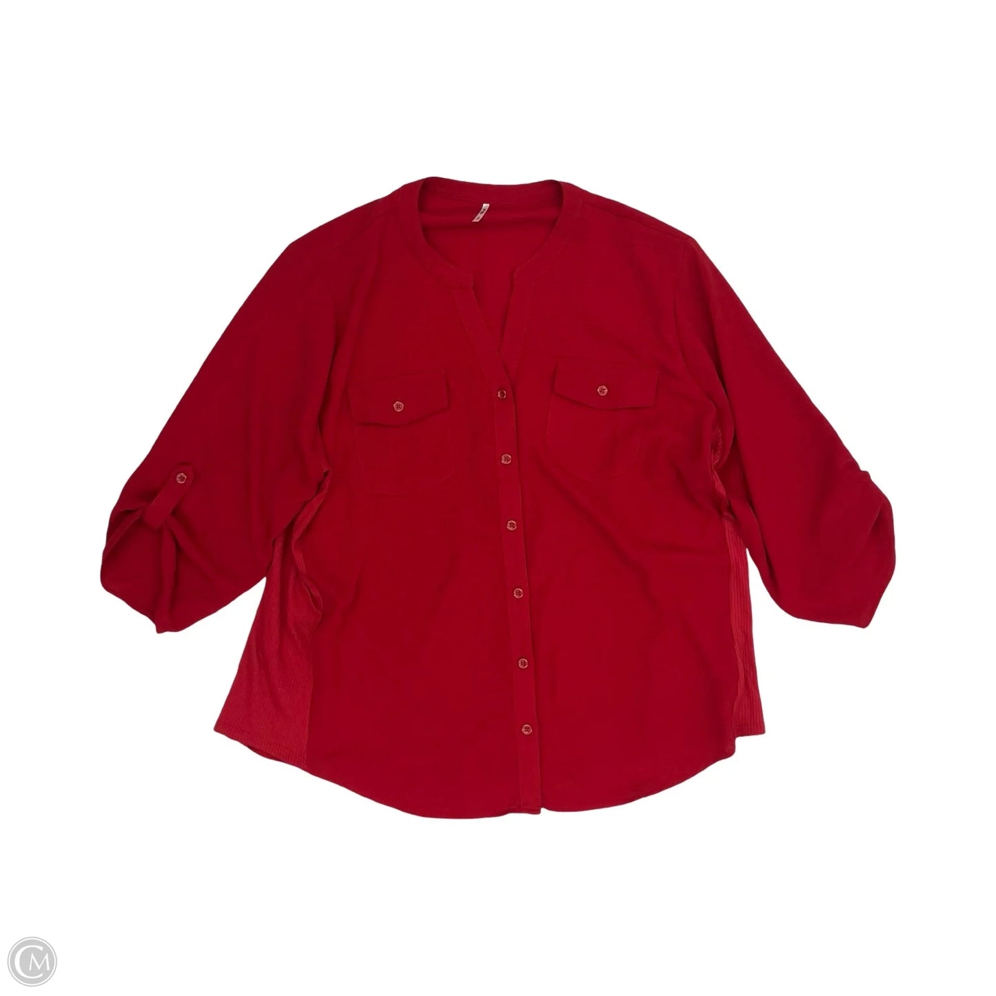 Blouse 3/4 Sleeve By Clothes Mentor In Red, Size: 3x