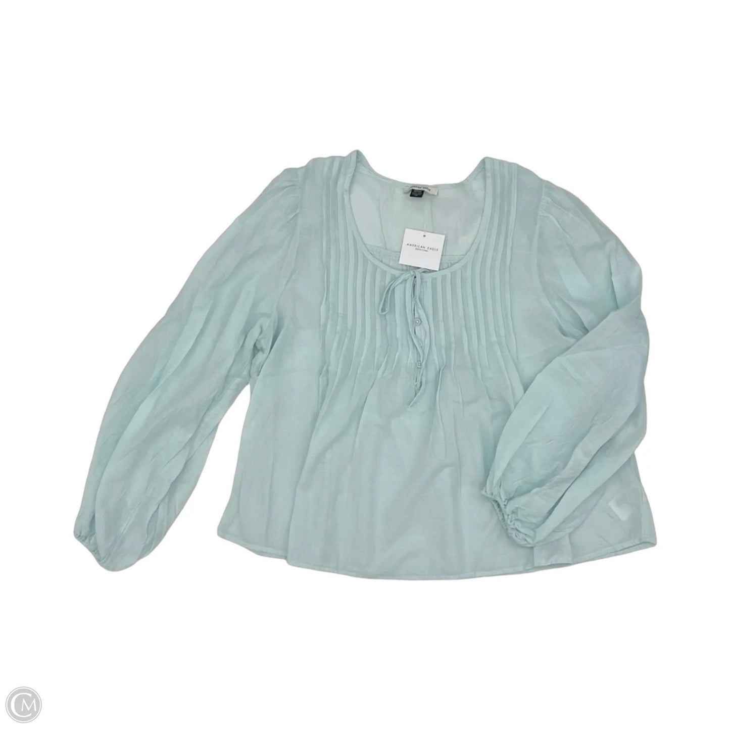 Blouse Long Sleeve By American Eagle In Aqua, Size: M