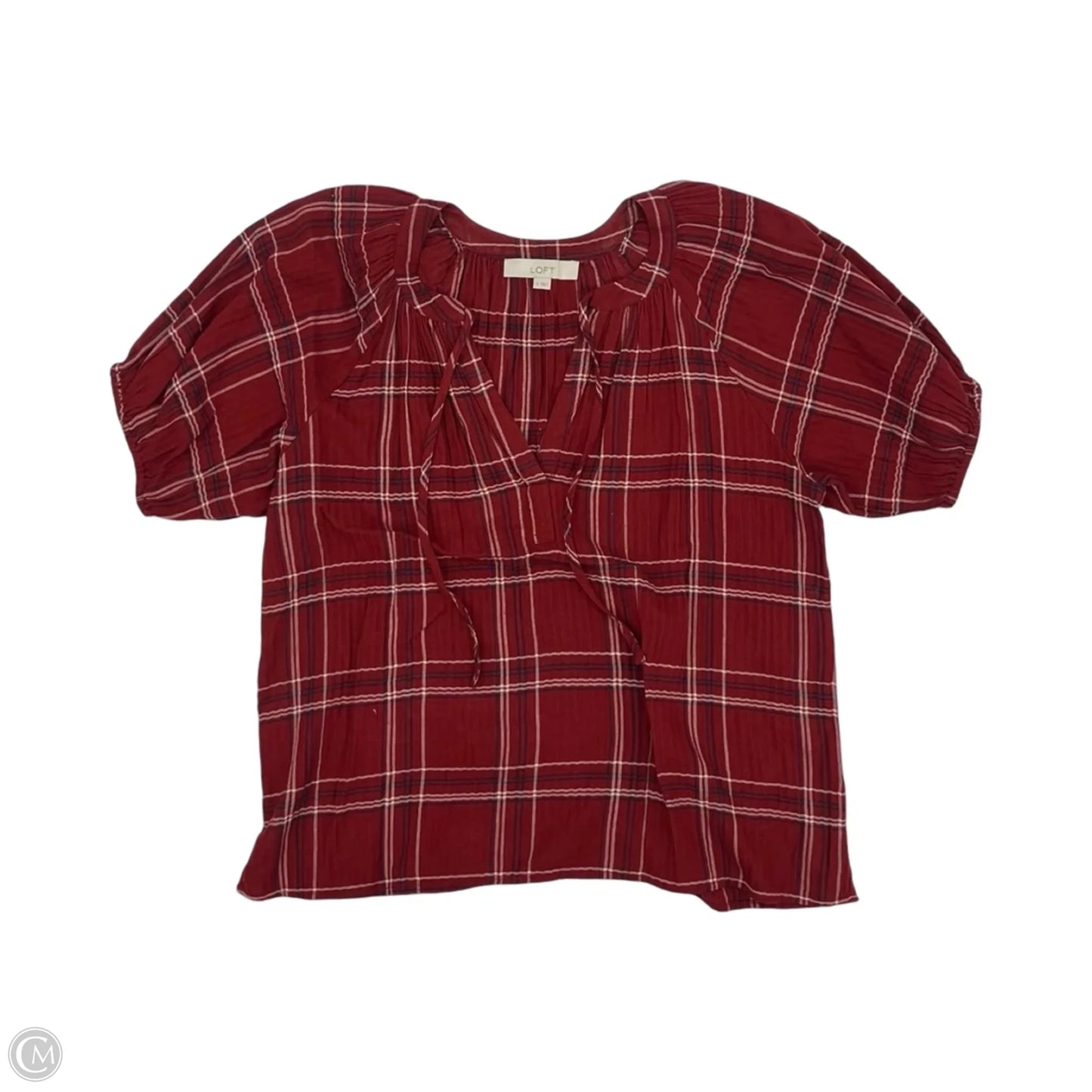 Blouse Short Sleeve By Loft In Red, Size: S