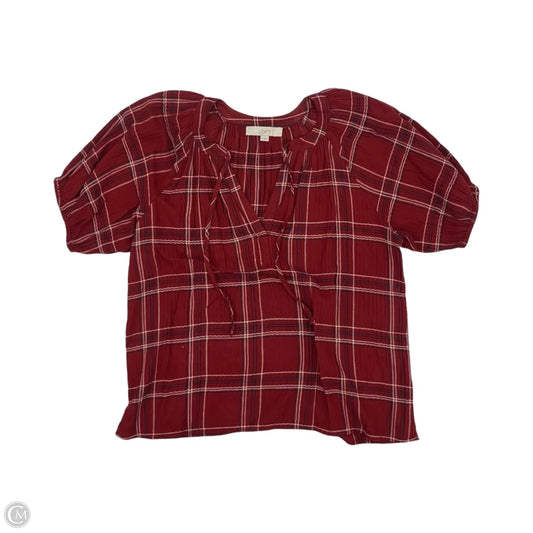 Blouse Short Sleeve By Loft In Red, Size: S