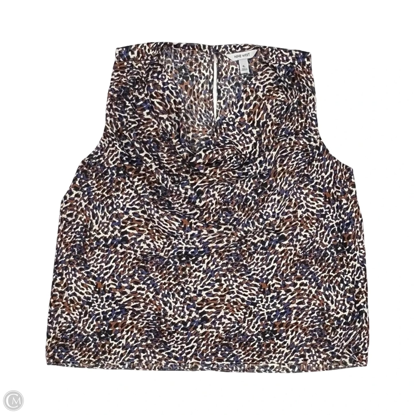Blouse Sleeveless By Nine West In Blue & Orange, Size: Xl