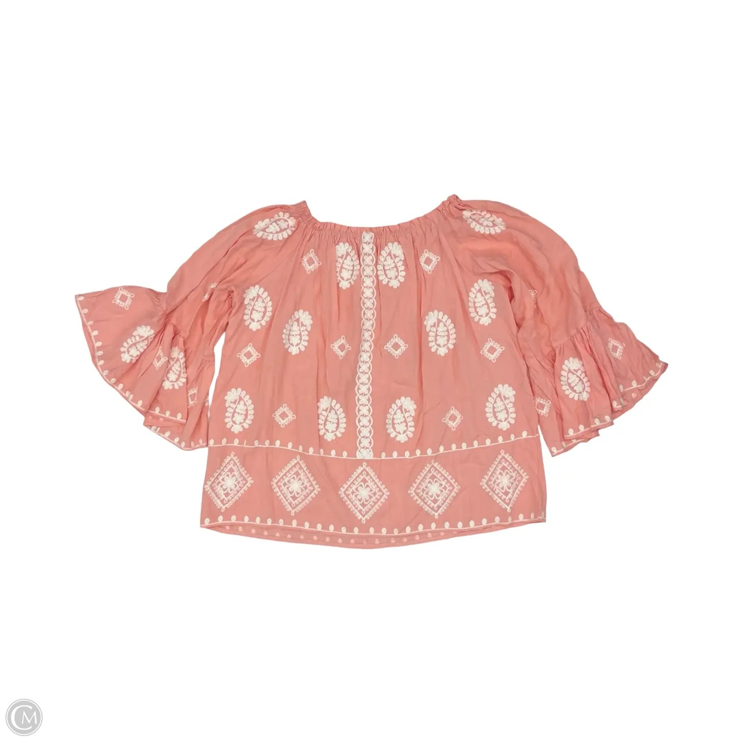 Blouse 3/4 Sleeve By Cato In Peach, Size: 2x