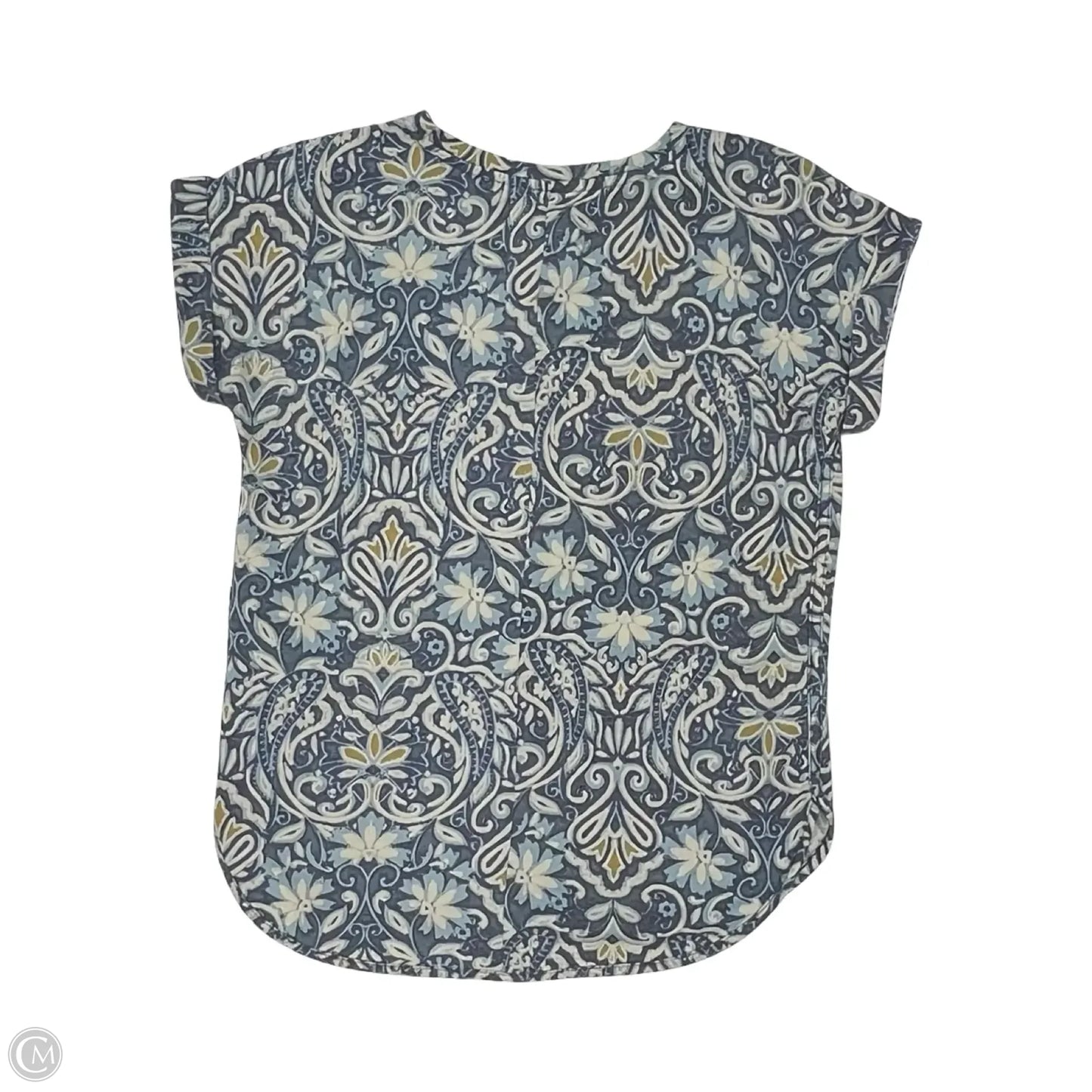 Top Short Sleeve By Cupio In Blue & Cream, Size: M