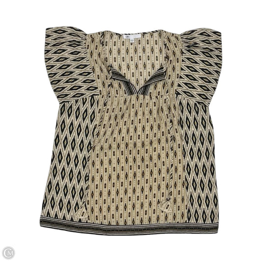 Blouse Short Sleeve By Dr2 In Black & Cream, Size: M