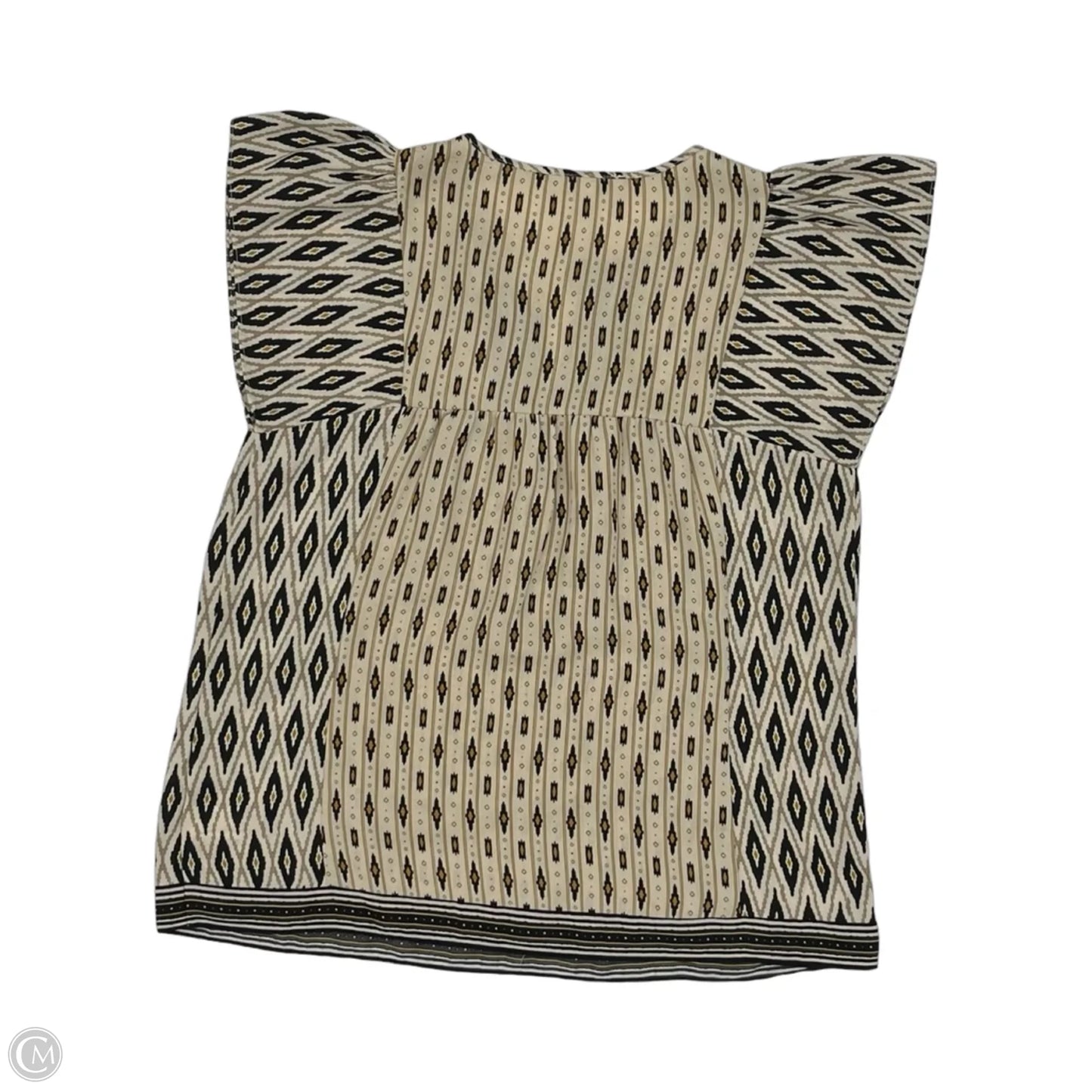 Blouse Short Sleeve By Dr2 In Black & Cream, Size: M