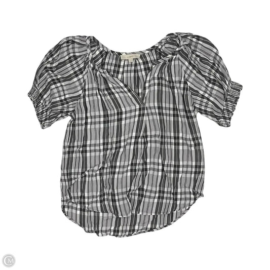 Blouse Short Sleeve By Loft In Black & White, Size: S
