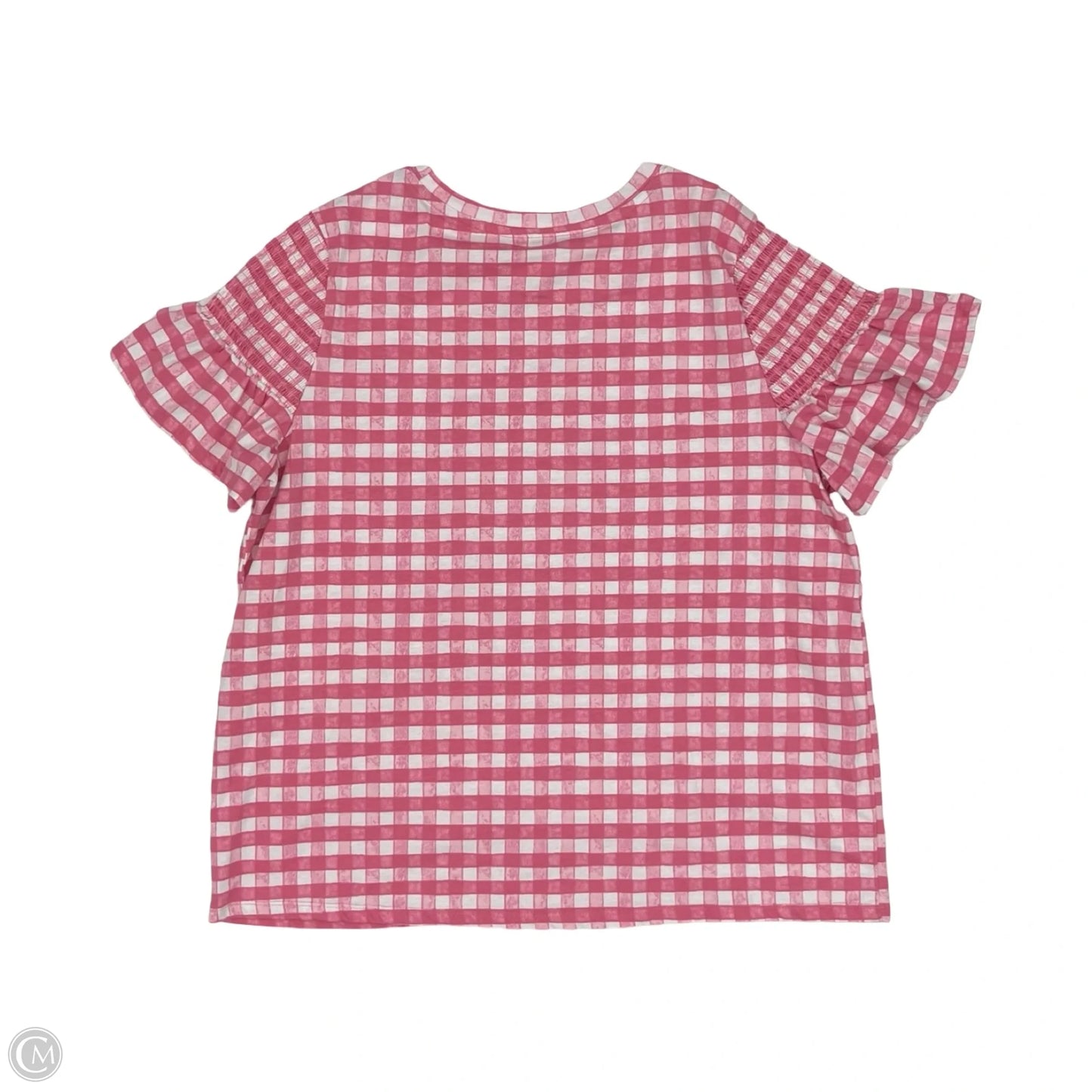 Top Short Sleeve By Cato In Pink & White, Size: 2x