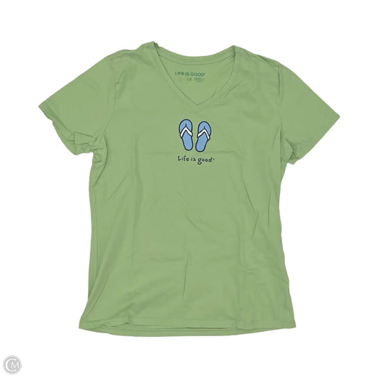 Top Short Sleeve By Life Is Good In Green, Size: M
