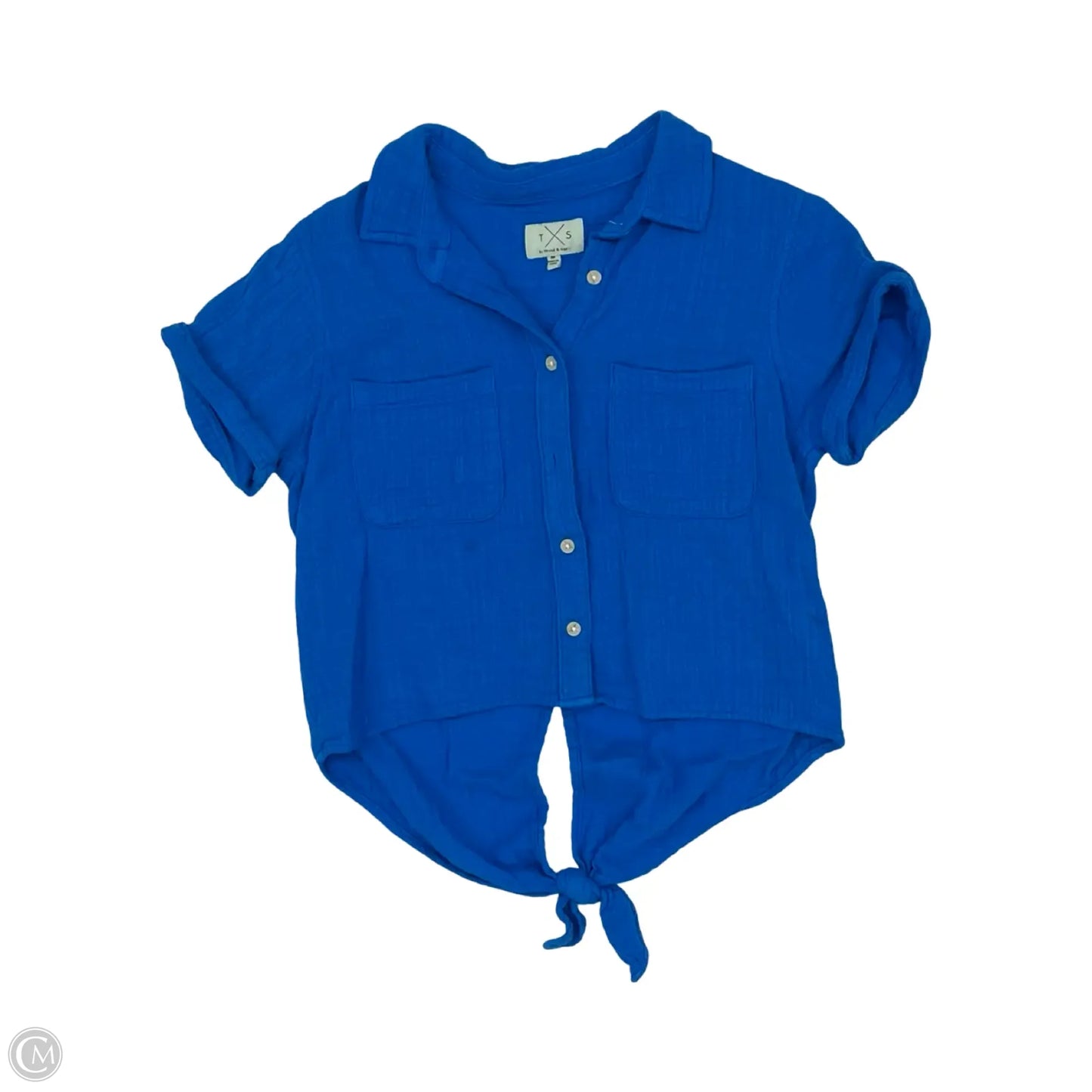 Blouse Short Sleeve By Thread And Supply In Blue, Size: M
