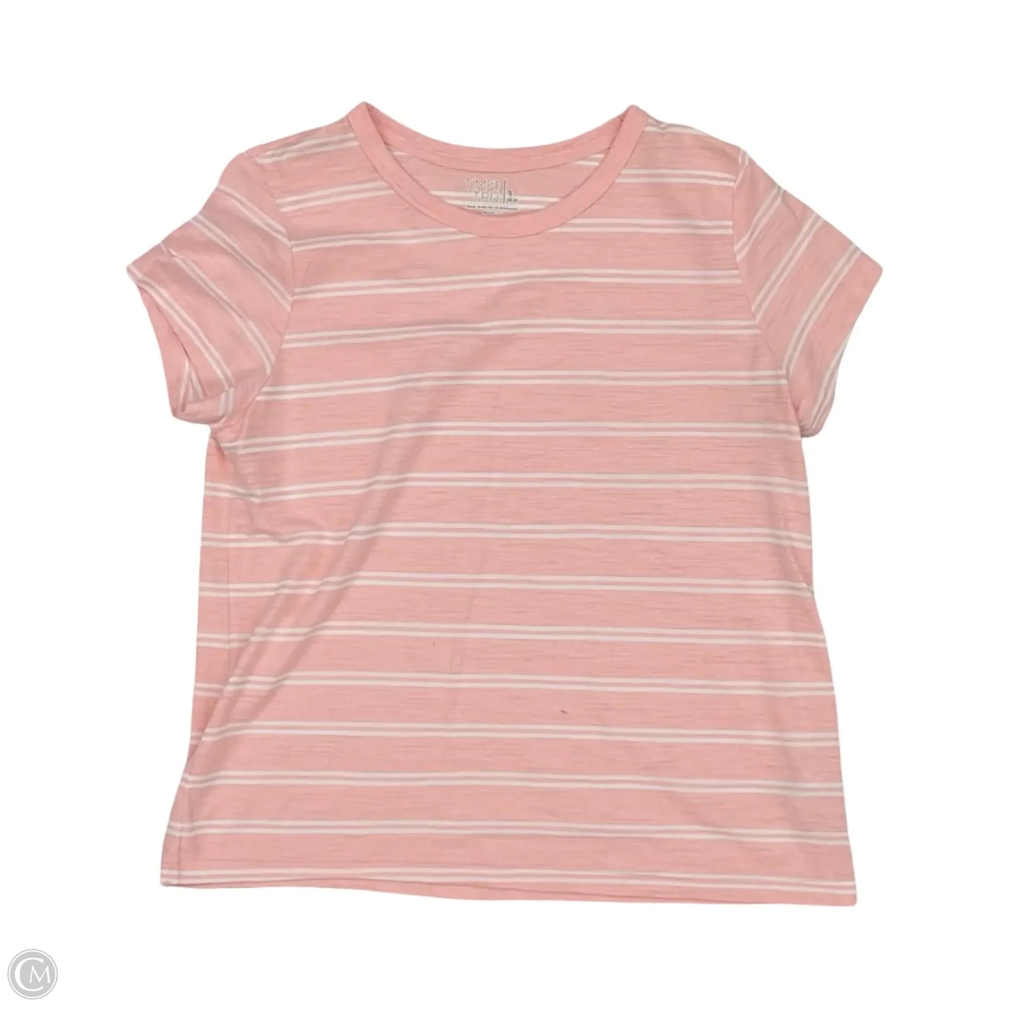 Top Short Sleeve By Time And Tru In Pink & White, Size: S
