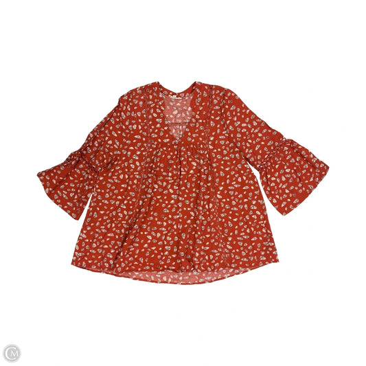 Blouse 3/4 Sleeve By Oddi In Orange, Size: L