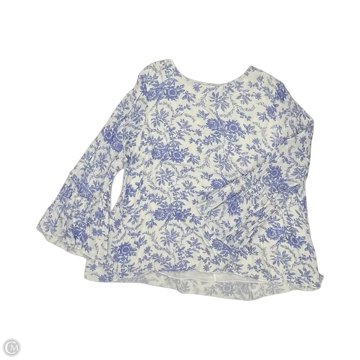 Blouse Long Sleeve By April Carnell In Blue & White, Size: Xl