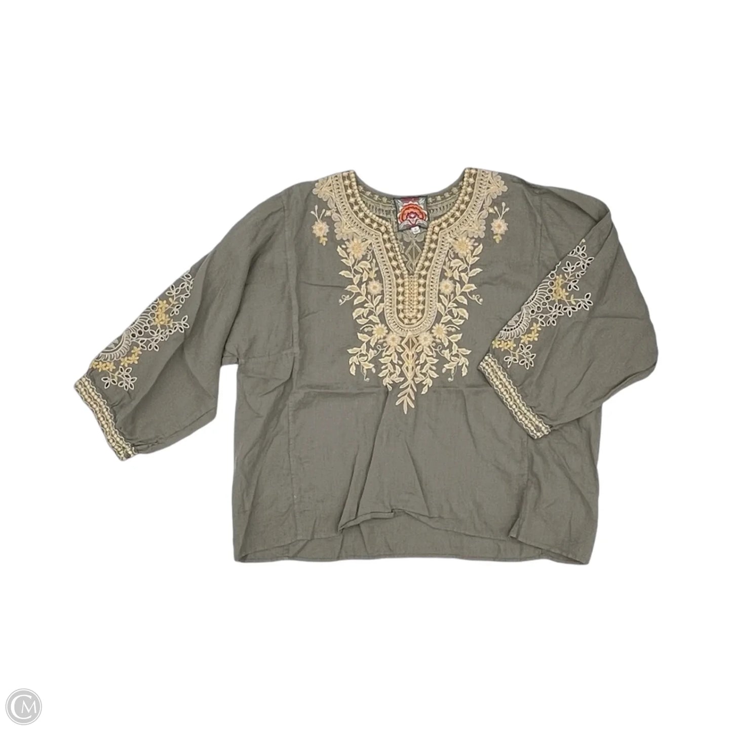 Blouse 3/4 Sleeve By Johnny Was In Green, Size: Xl