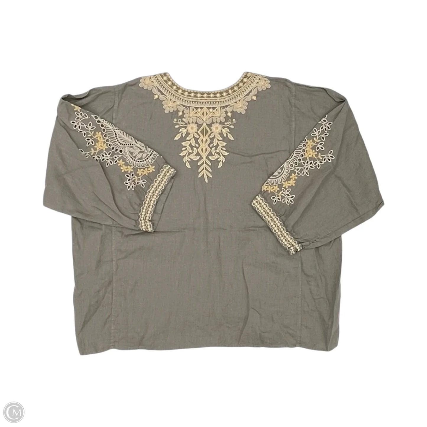 Blouse 3/4 Sleeve By Johnny Was In Green, Size: Xl