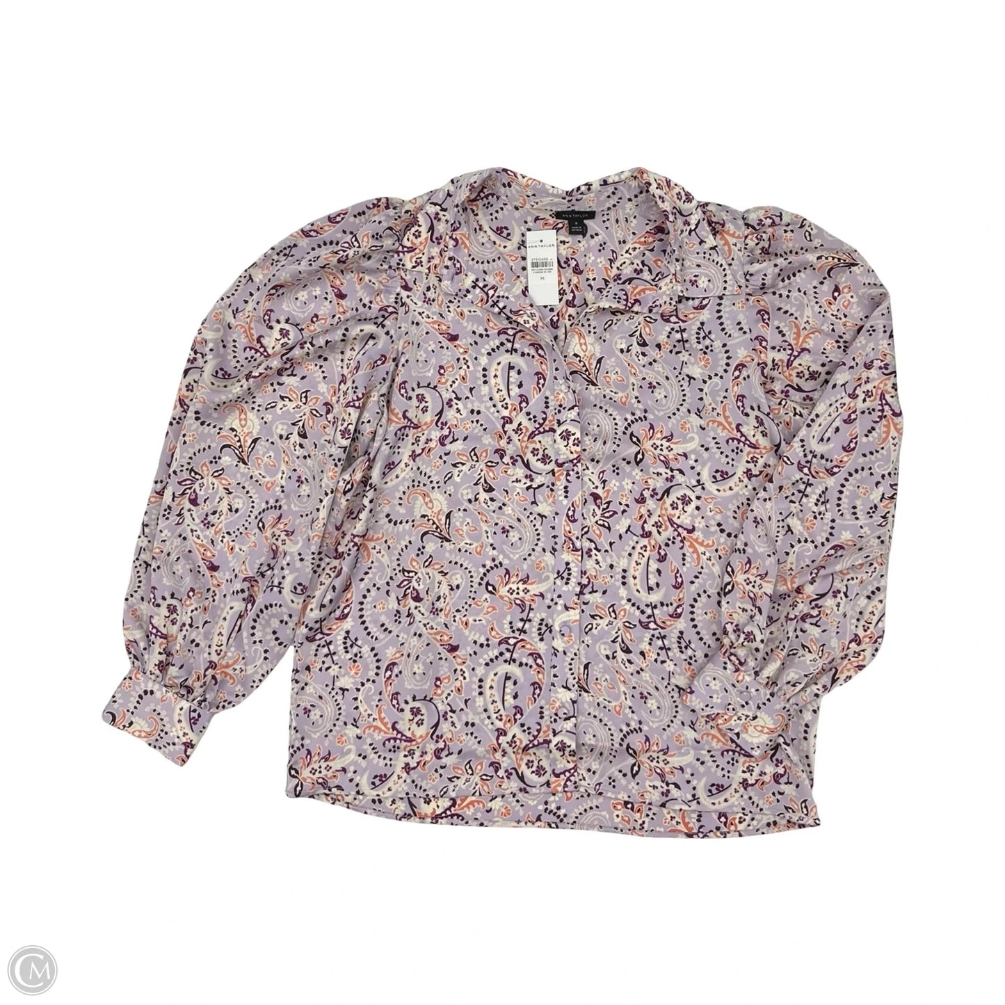 Blouse Long Sleeve By Ann Taylor In Purple, Size: M