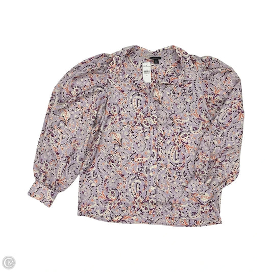 Blouse Long Sleeve By Ann Taylor In Purple, Size: M