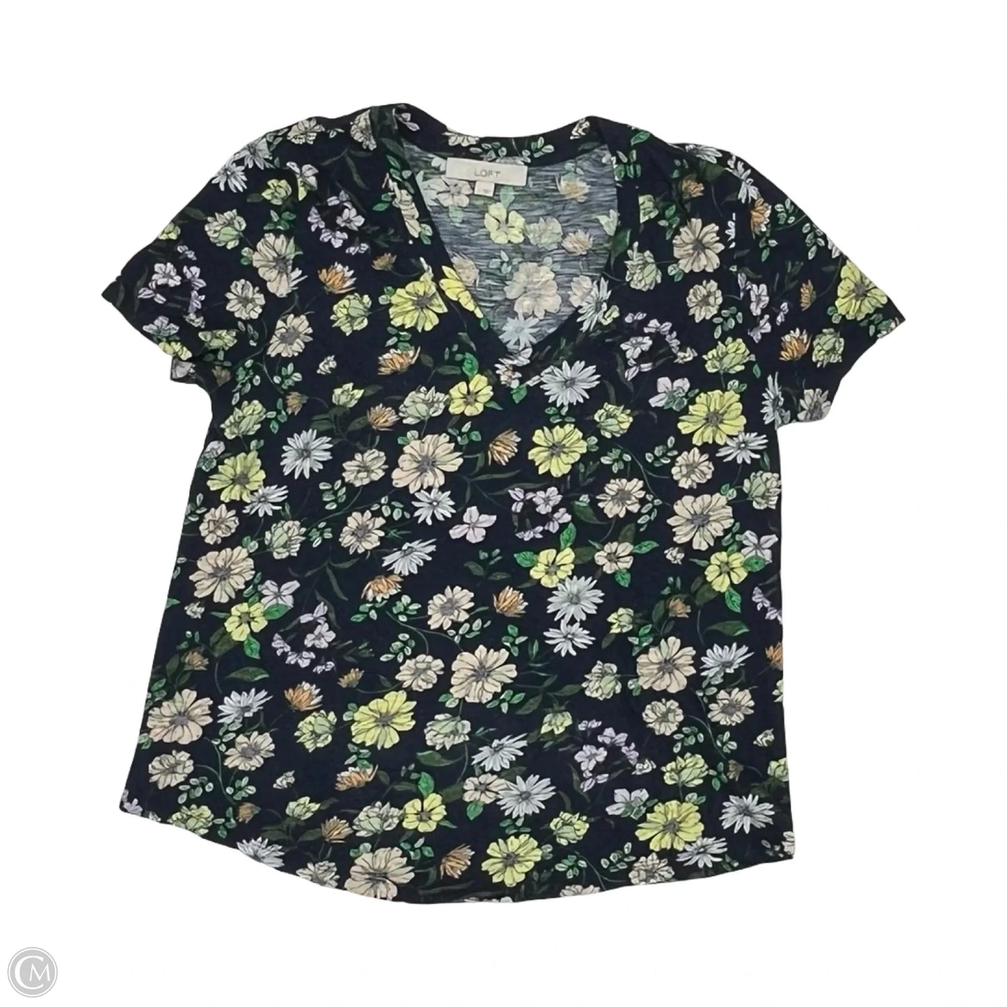 Top Short Sleeve By Loft In Navy, Size: L