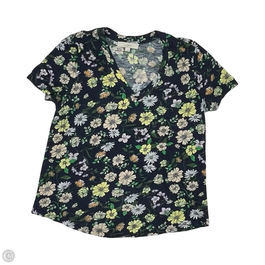 Top Short Sleeve By Loft In Navy, Size: L