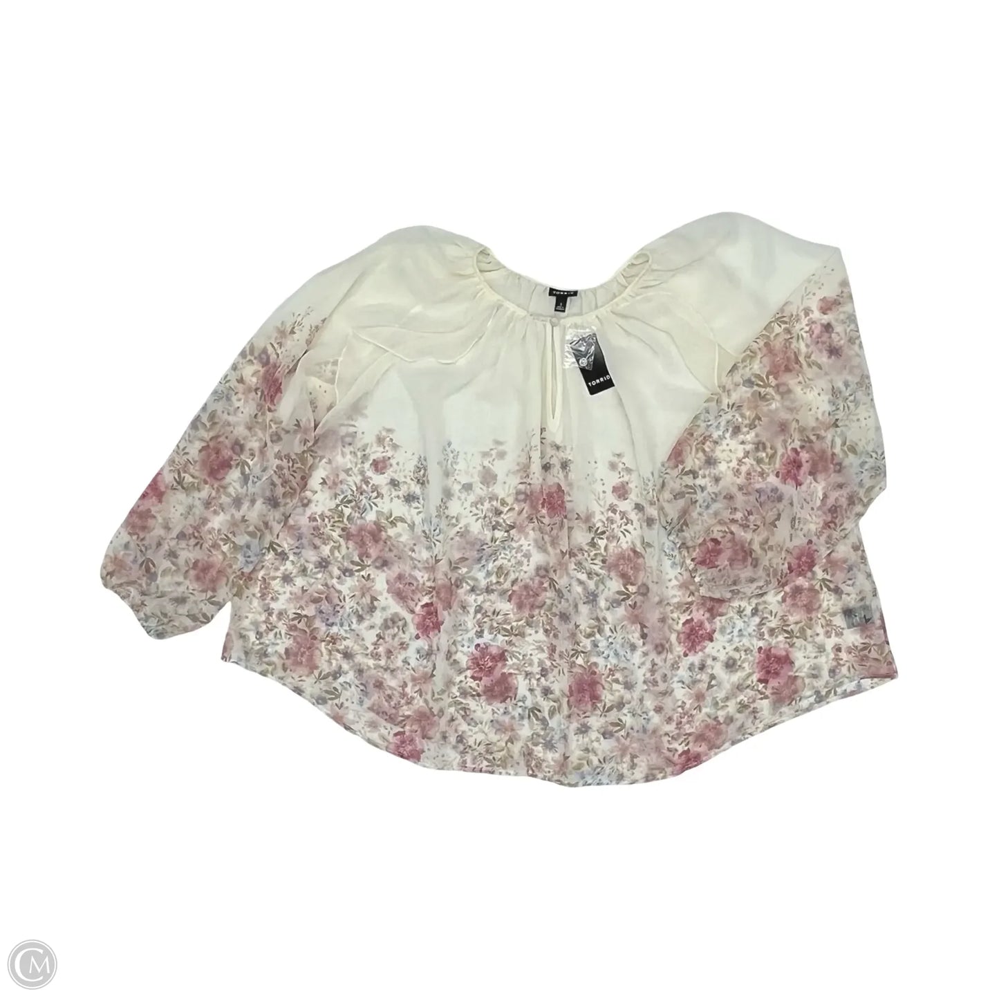Blouse Long Sleeve By Torrid In Cream, Size: 1x