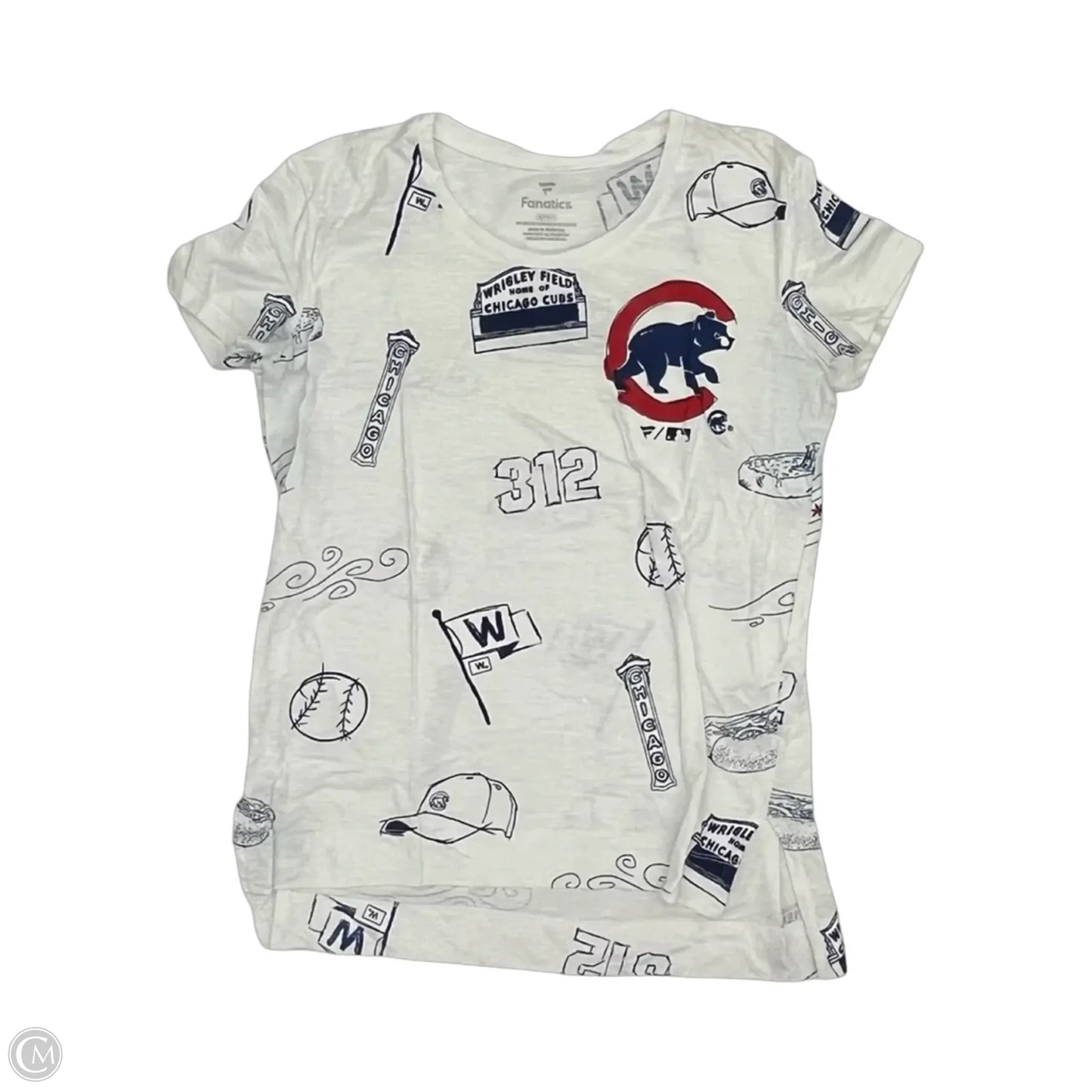 Athletic Top Short Sleeve By Fanatics In Blue & Red & White, Size: S
