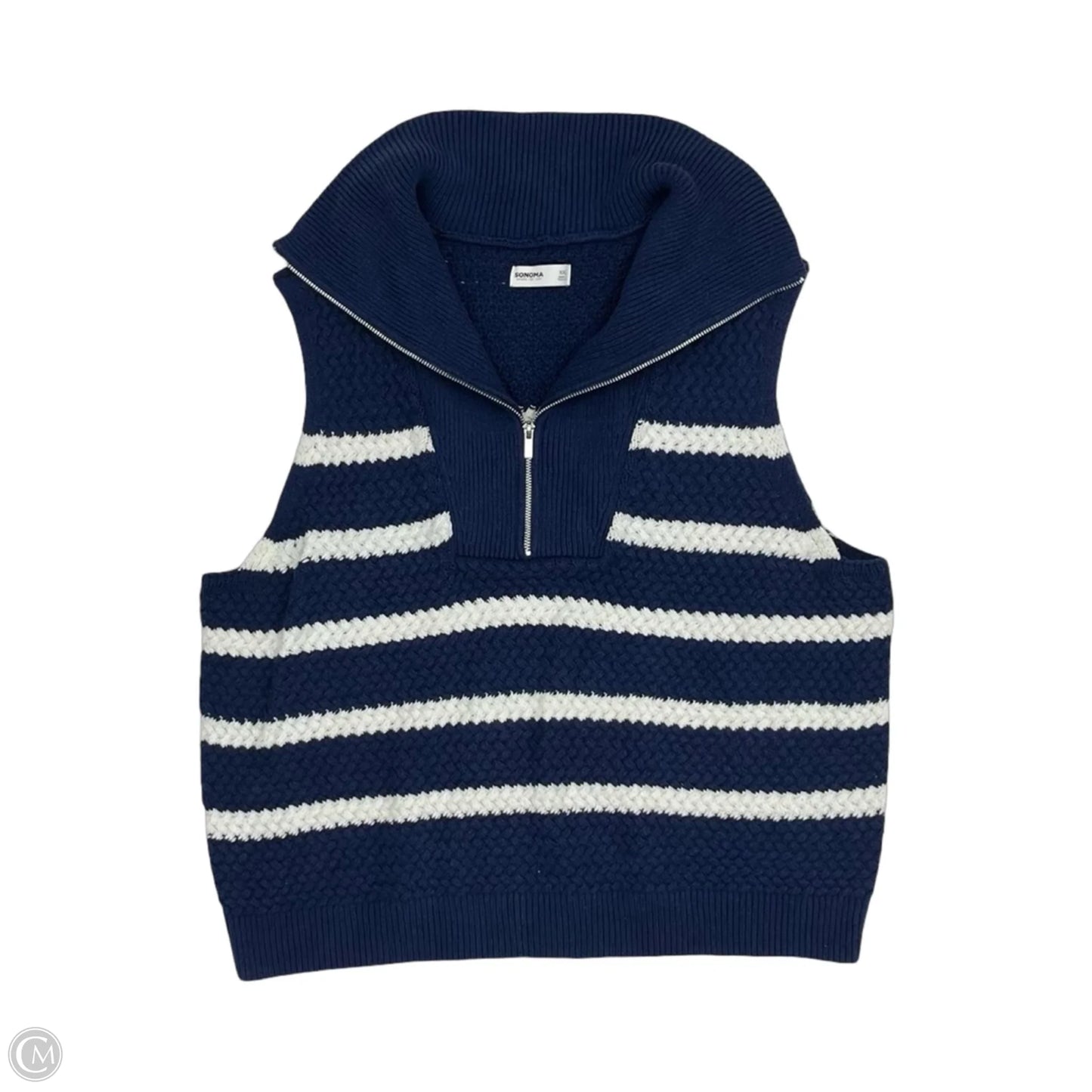 Vest Sweater By Sonoma In Blue & White, Size: Xxl