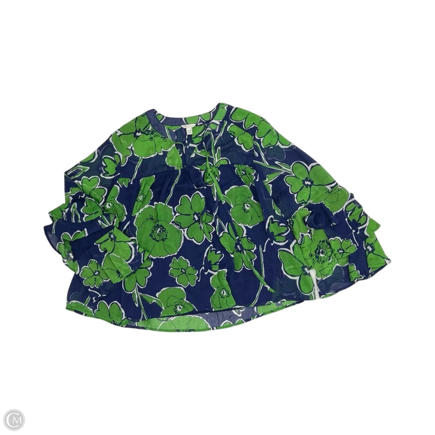 Blouse Long Sleeve By Cato In Blue & Green, Size: 2x