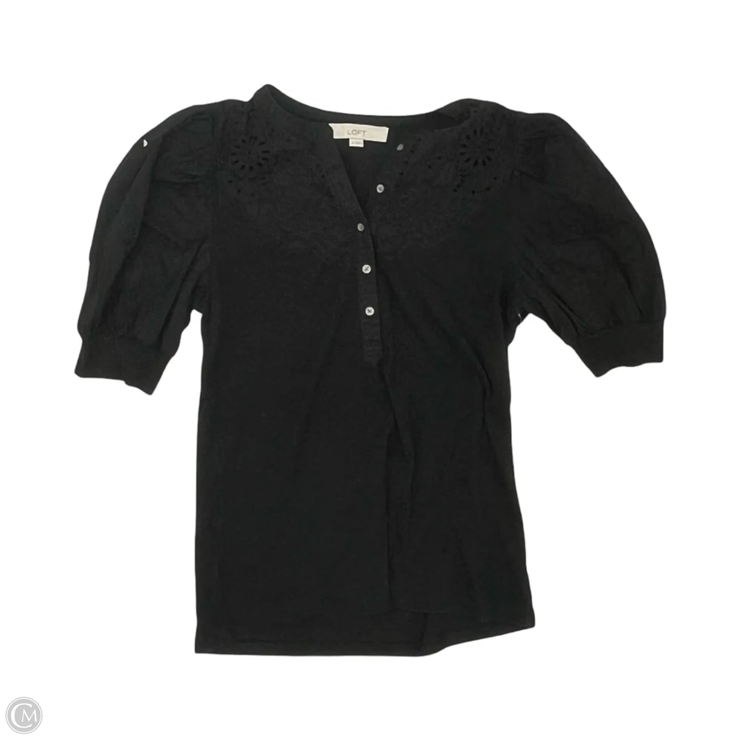 Top Short Sleeve By Loft In Black, Size: M