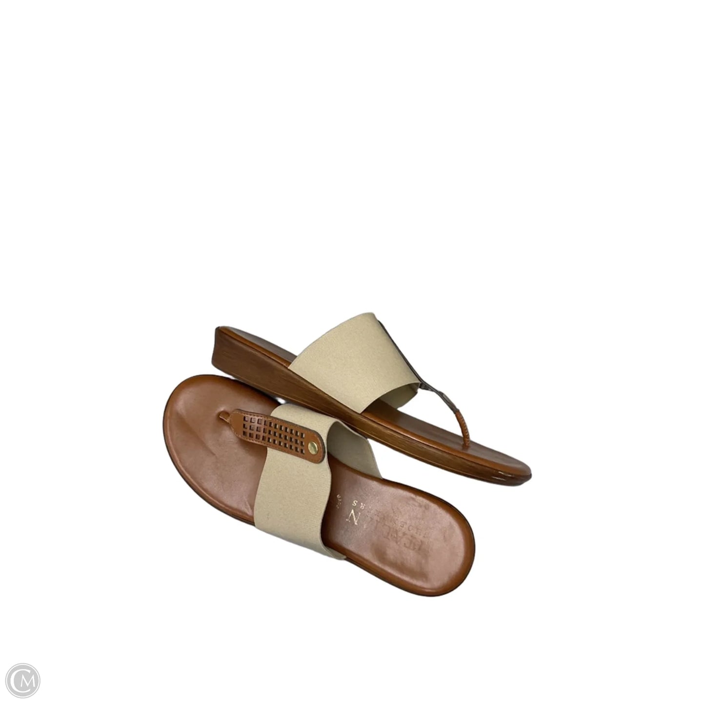 Sandals Flip Flops By Italian Shoemakers In Tan, Size: 8