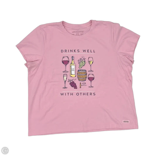 Top Short Sleeve By Life Is Good In Pink, Size: Xxl