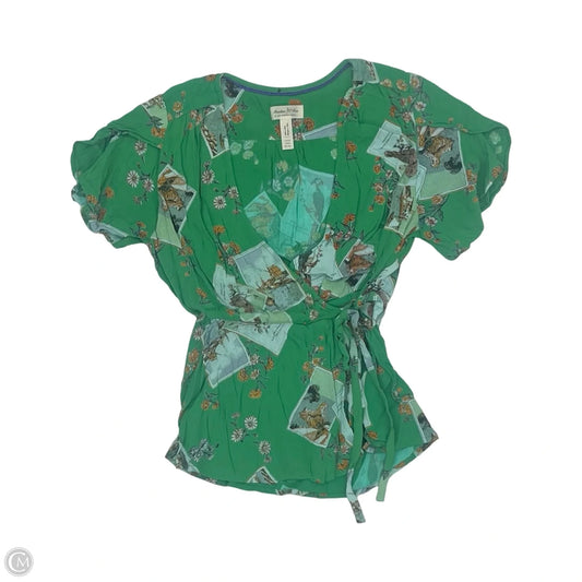 Blouse Short Sleeve By Meadow Rue In Green, Size: Xs