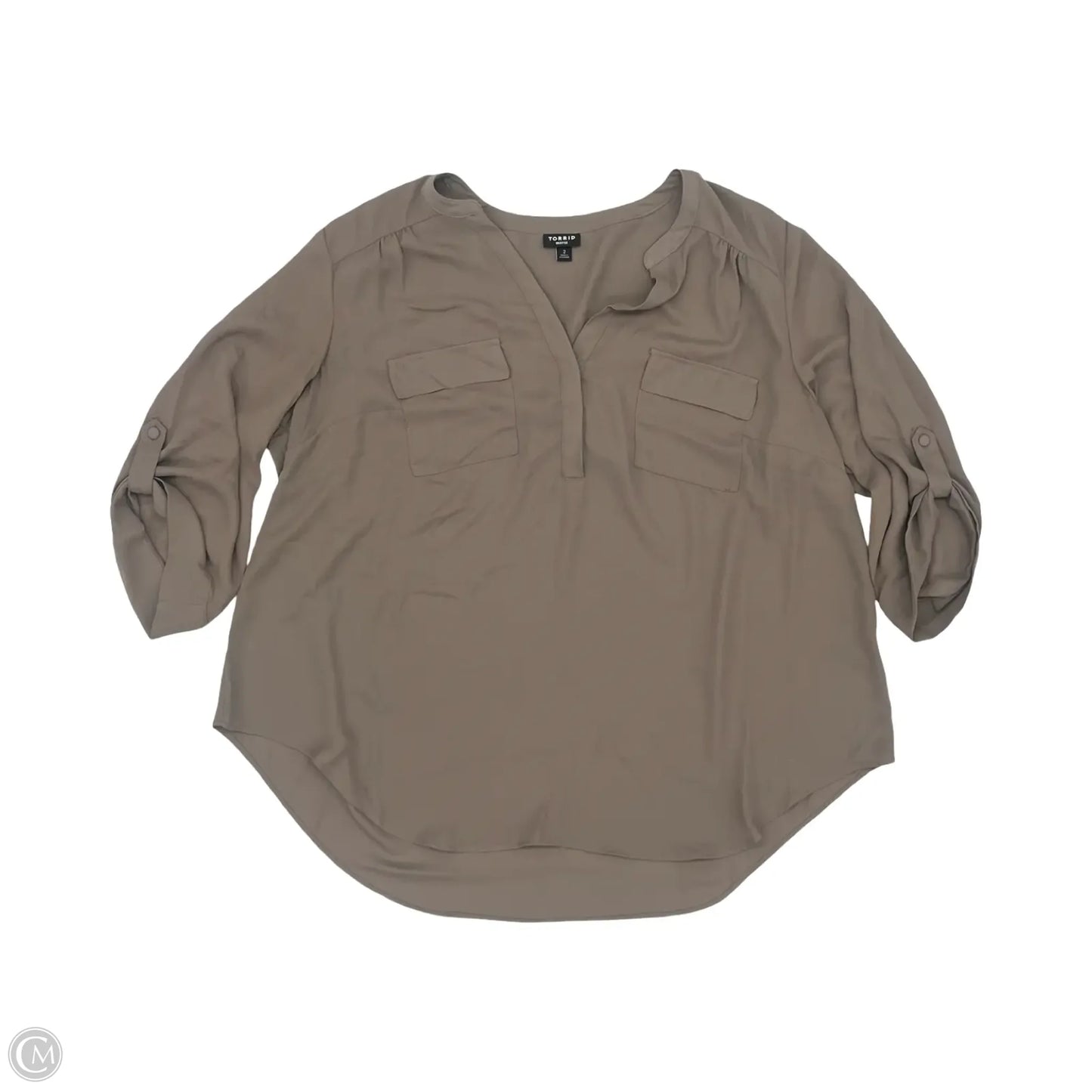 Blouse 3/4 Sleeve By Torrid In Tan, Size: 2x