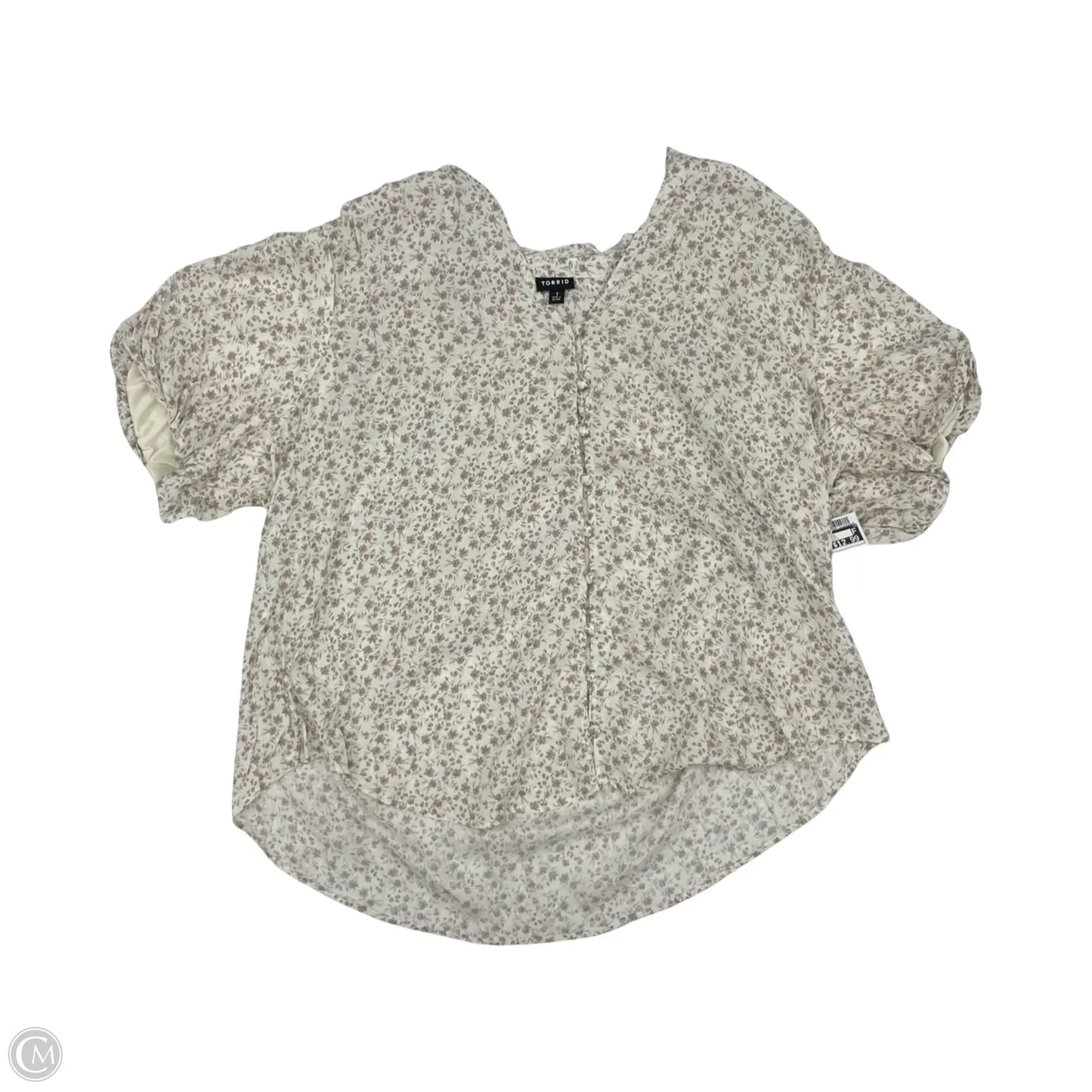 Blouse Short Sleeve By Torrid In Cream, Size: 1x