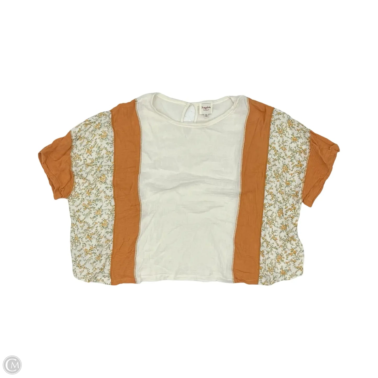 Blouse Short Sleeve By Hayden La In Cream & Orange, Size: 2x