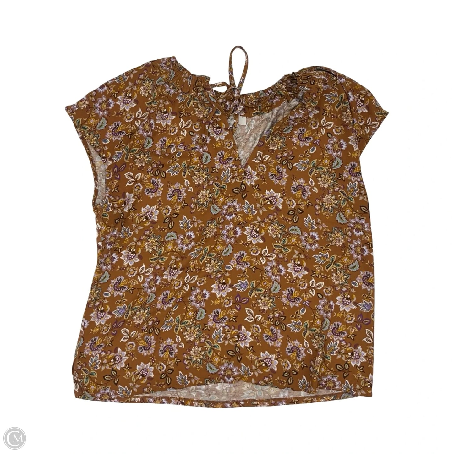 Blouse Short Sleeve By Loft In Brown, Size: L