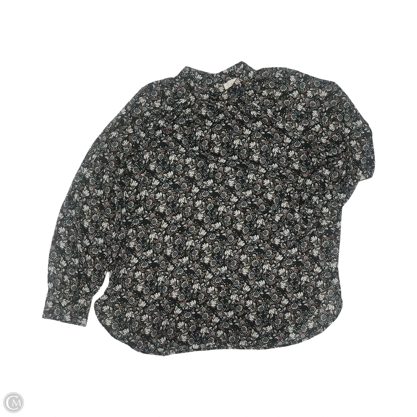 Blouse Long Sleeve By Loft In Black & Cream, Size: M