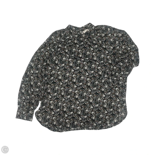 Blouse Long Sleeve By Loft In Black & Cream, Size: M