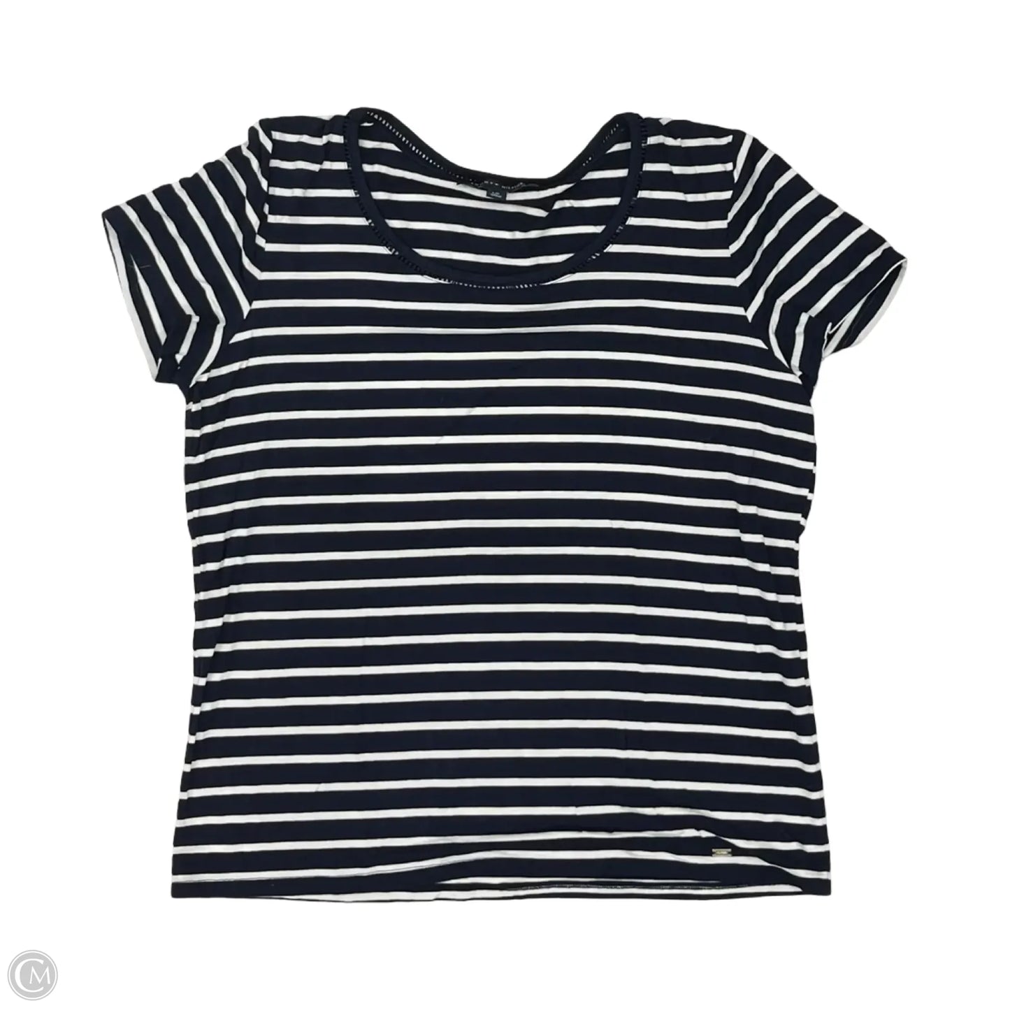 Top Short Sleeve By Tommy Hilfiger In Blue & White, Size: L