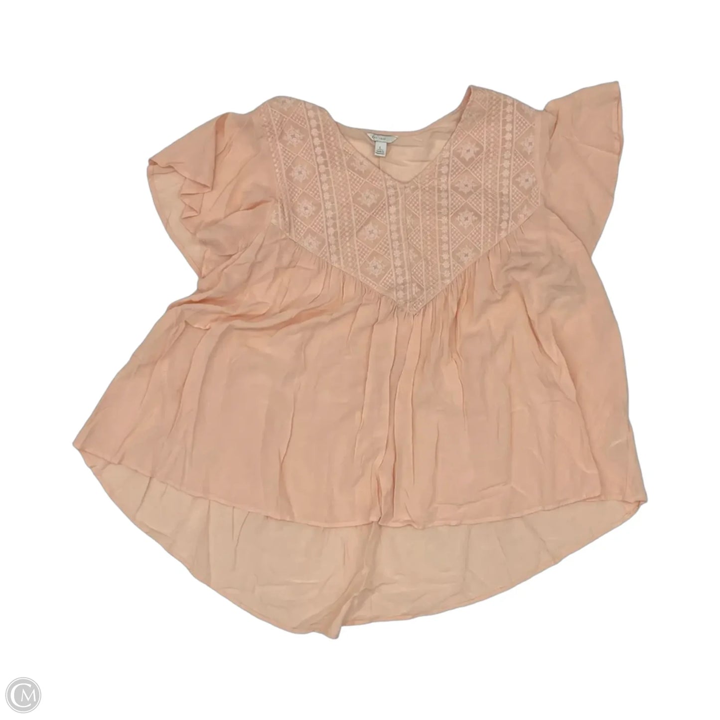 Blouse Short Sleeve By Cato In Peach, Size: L